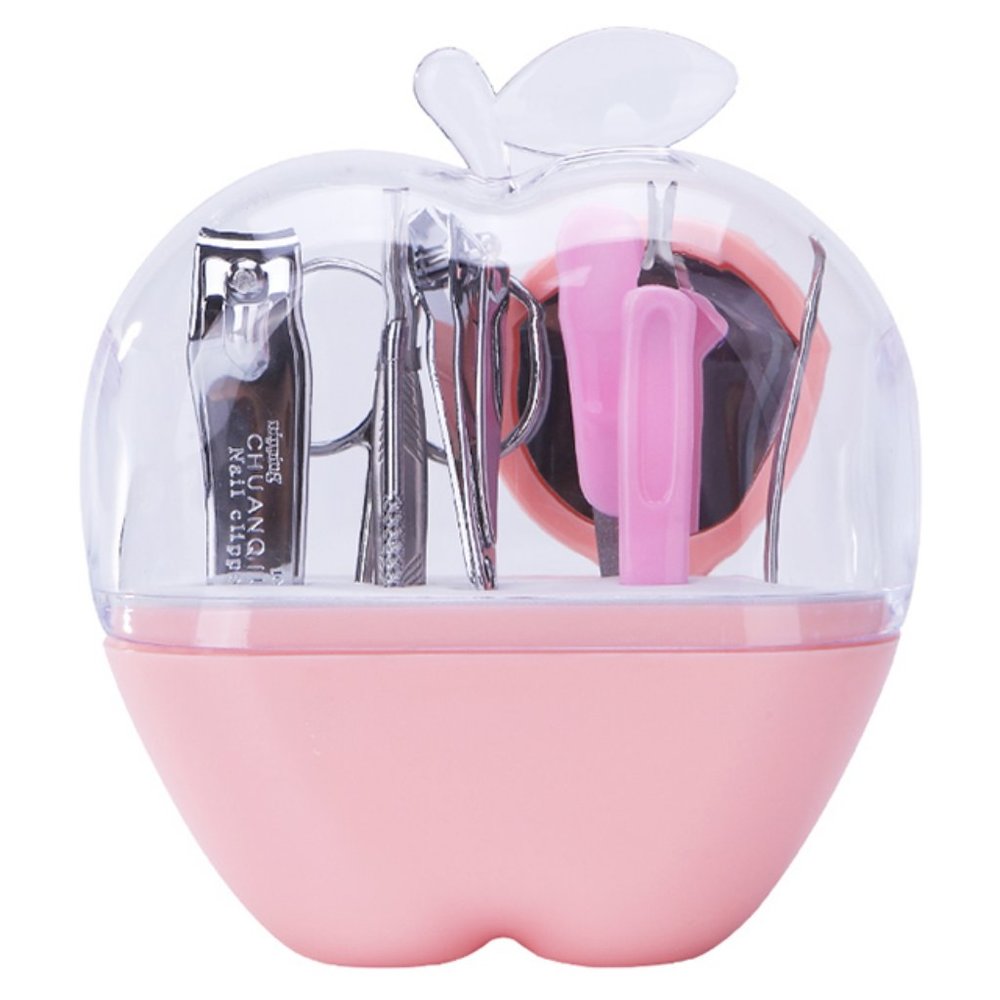 9 Pcs Nail Care Gift -Apple Case (Pink &Turquoise)